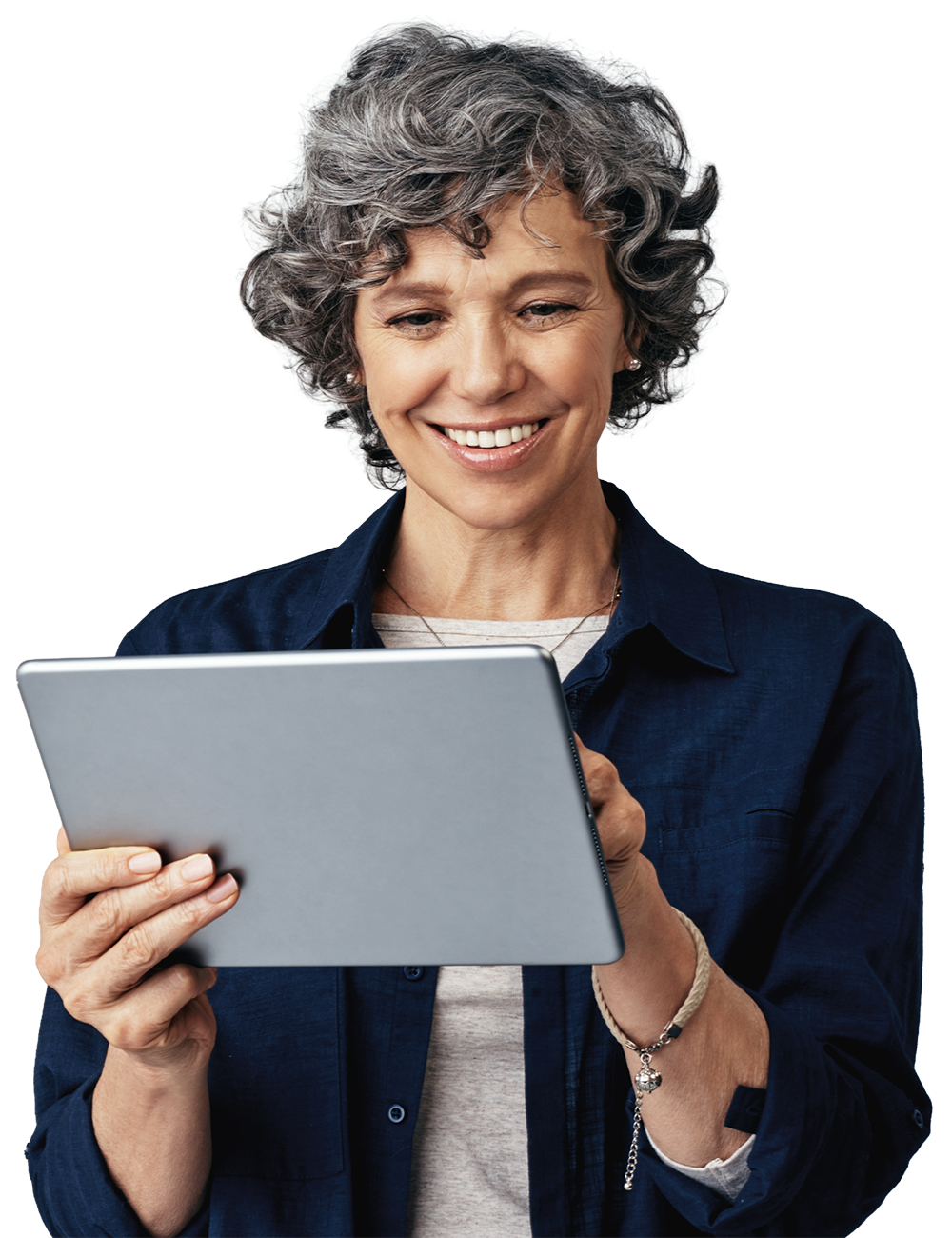 Adult using a tablet.