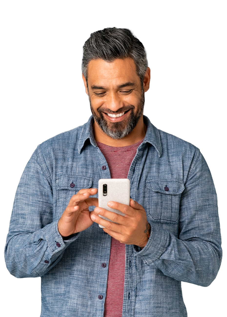 Adult using a smartphone.